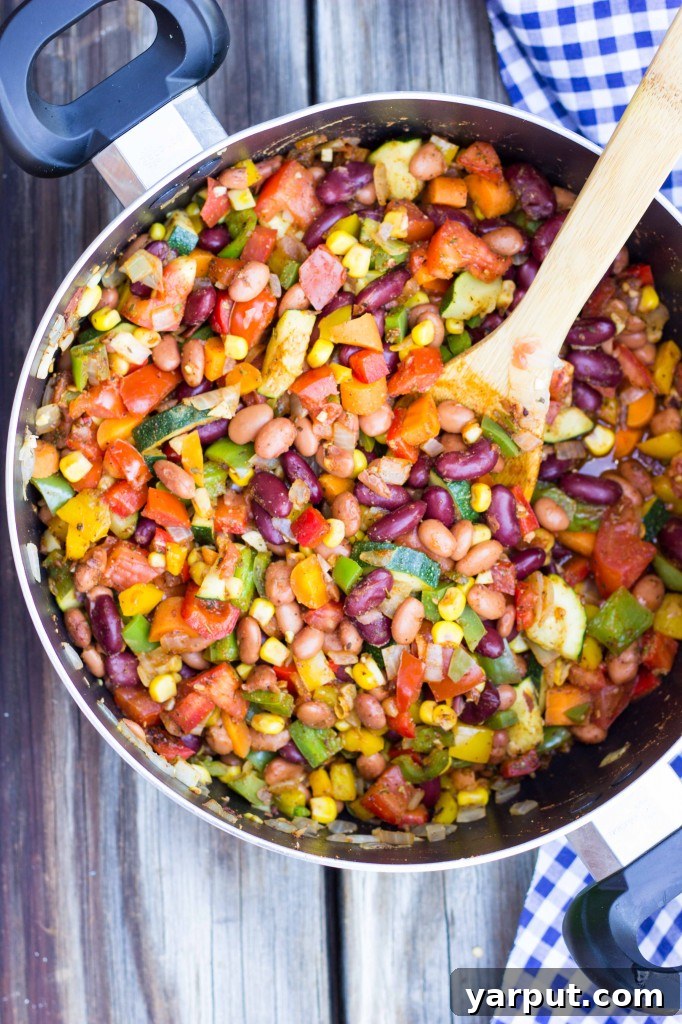 Hearty Triple Bean Vegetable Chili 5 Three Bean Loaded Veggie Chili - Versatile and Delicious