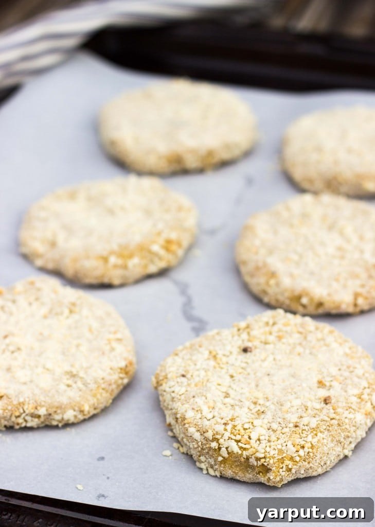 Close-up of a Gluten-Free Vegan Chicken Patty with Crispy Coating