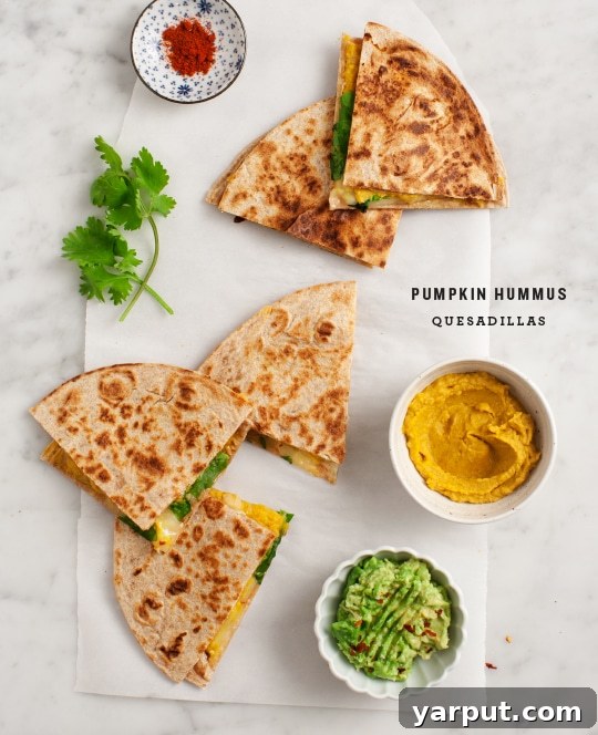 Pumpkin Hummus Quesadillas Pumpkin Hummus Quesadillas by Love and Lemons, a unique and savory fall dish