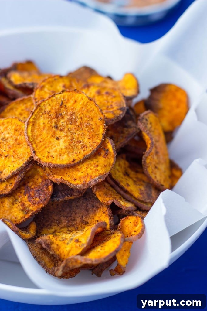 Sweet & Smoky Baked Sweet Potato Chips 7 Plate of Healthy Baked Sweet Potato Chips