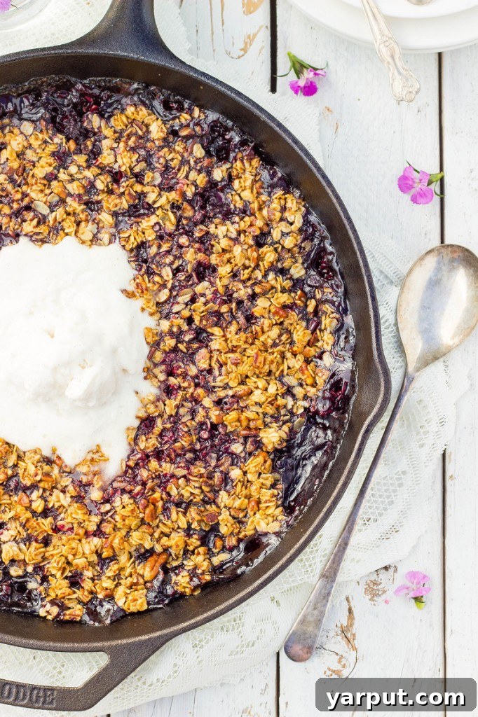 Berry Bliss Crisp with Chocolate and Pecan Crunch 8 Close-up of Mixed Berry Crisp with Chocolate and Pecans - Ready to Eat