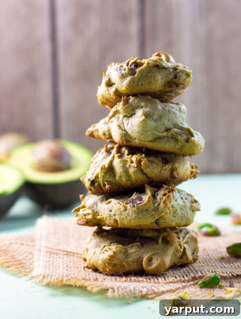 Avocado Cookies on a rustic wooden surface, ready to be enjoyed
