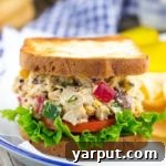 Greek Chickpea Salad Sandwich {vegan} in a recipe card