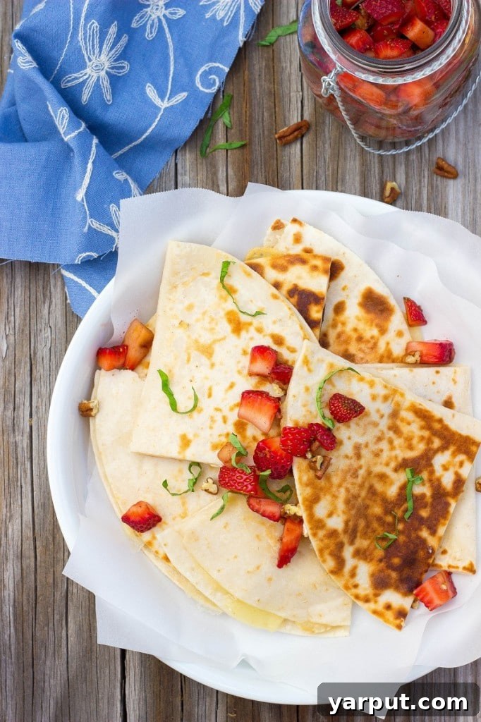 Brie and Strawberry Fusion Quesadillas 7 Another angle of the delicious Brie Cheese Quesadillas