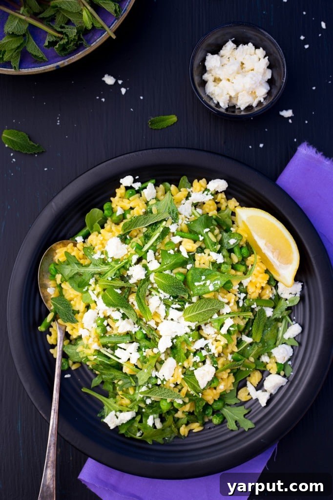 Vibrant Spring Orzo Salad with Asparagus and Peas 5 Close-up of Spring Orzo Salad