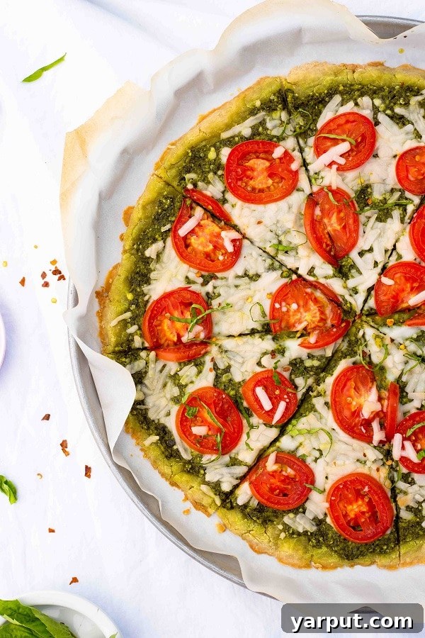 Sun-Kissed Roma Tomato Pesto Pizza Gluten-Free Vegan 5 Pesto Pizza with Fresh Roma Tomatoes Ready to Serve