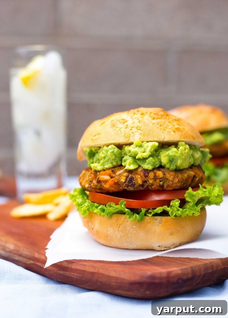 Zesty Sweet Potato Green Chili Burgers 9 Green Chili and Sweet Potato Veggie Burgers with fresh toppings
