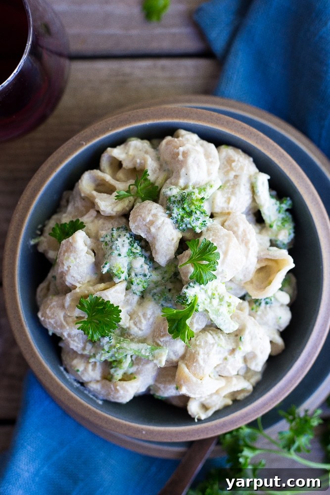 Creamy Plant-Based Cashew Alfredo Pasta with Broccoli 2 Creamy Vegan Alfredo with Broccoli – A delicious and healthy plant-based pasta dish perfect for dinner, easily made gluten-free.