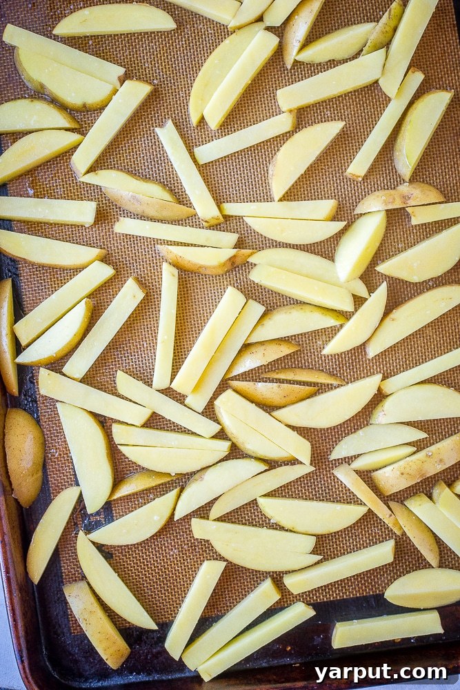 Perfectly Crisped Oven Fries 4 showing how to make the perfect oven baked French fries