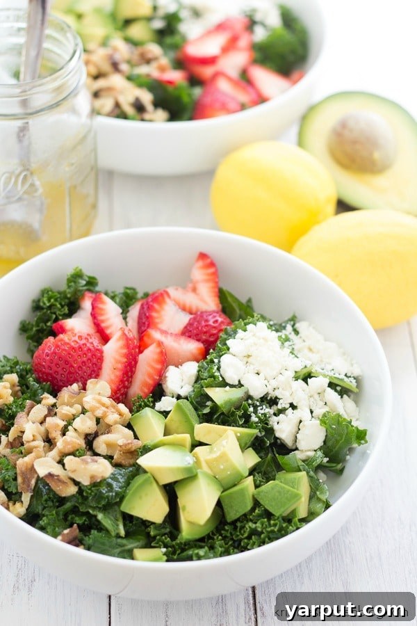Savor Summer: 13 Vegetarian Avocado Delights 10 Refreshing Strawberry Avocado Kale Salad with a light vinaigrette