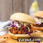 Close-up of Vegetarian Sloppy Joes with Coleslaw