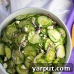 Cucumber and Pickled Feta Salad with Dill - Top view