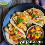Tortilla Chip Crusted Tofu Tacos with Mango Salsa