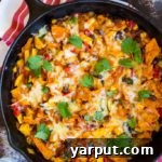 A top-down view of the One Pot Stove Top Enchiladas recipe card image.