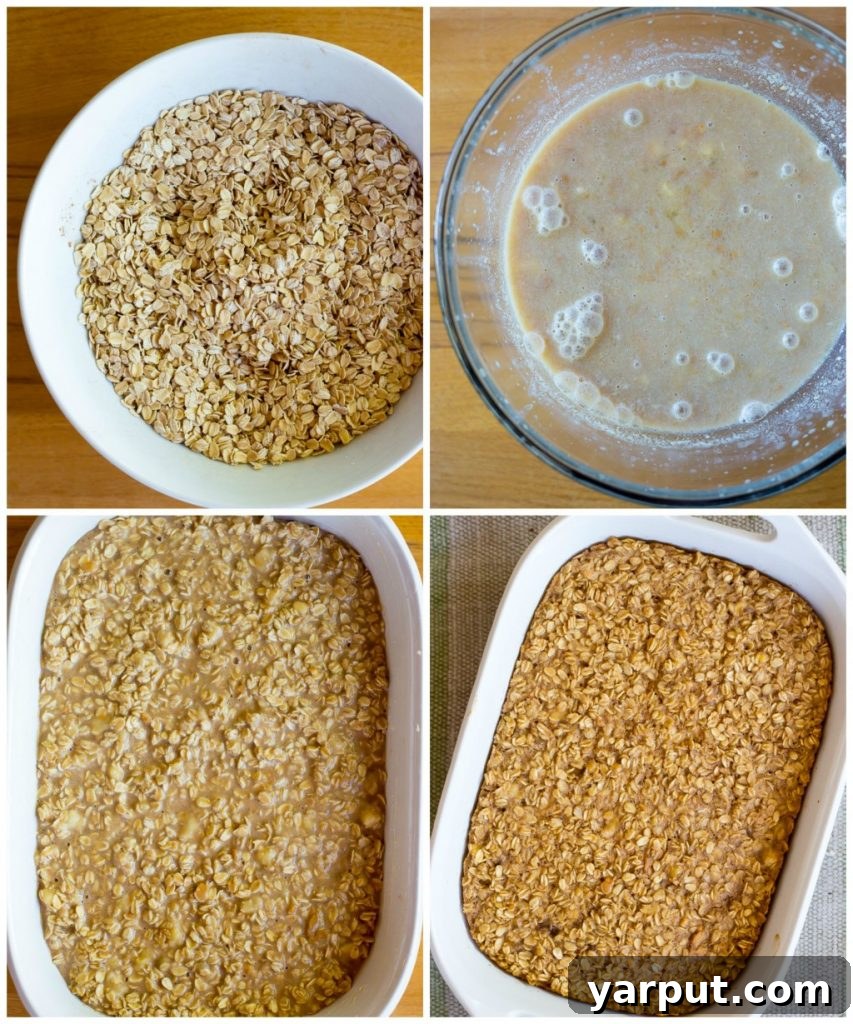Peanut Butter Banana Baked Oats 3 Step-by-step preparation for Peanut Butter and Banana Oatmeal Bake