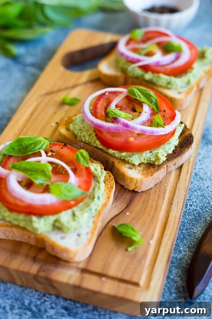 Vibrant Lemon-Basil White Bean & Tomato Toasts 7 Close-up of Basil Lemon White Bean Toast with Fresh Toppings