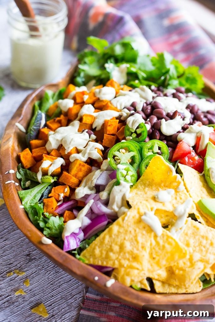 Sweet Potato Taco Fiesta with Peppery Greens and Jalapeño Ranch Kick 7 Sweet Potato Taco Salad with Pepper Greens & Jalapeno Ranch-5288