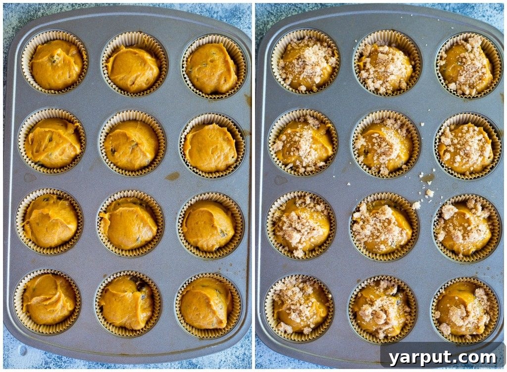 Gluten Free Pumpkin Muffins with Chocolate Chips and Streusel 4 Steps for making Gluten-Free Pumpkin Muffins with Chocolate Chips & Streusal Topping