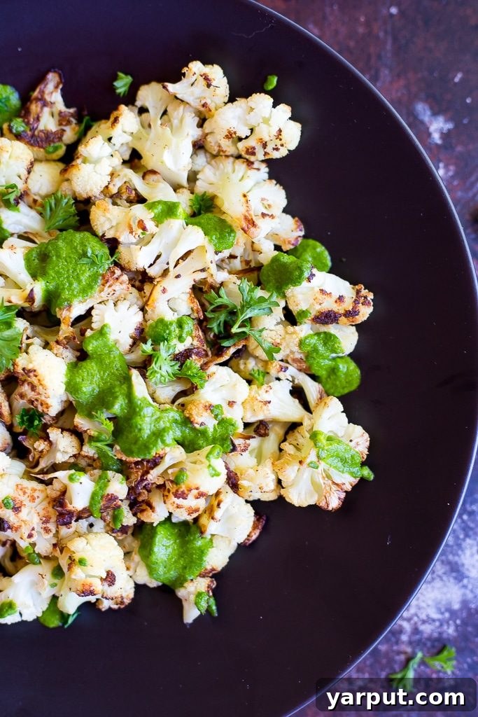 Smoky Cauliflower with Zesty Chimichurri 5 Roasted Cauliflower with Chimichurri Sauce-3913