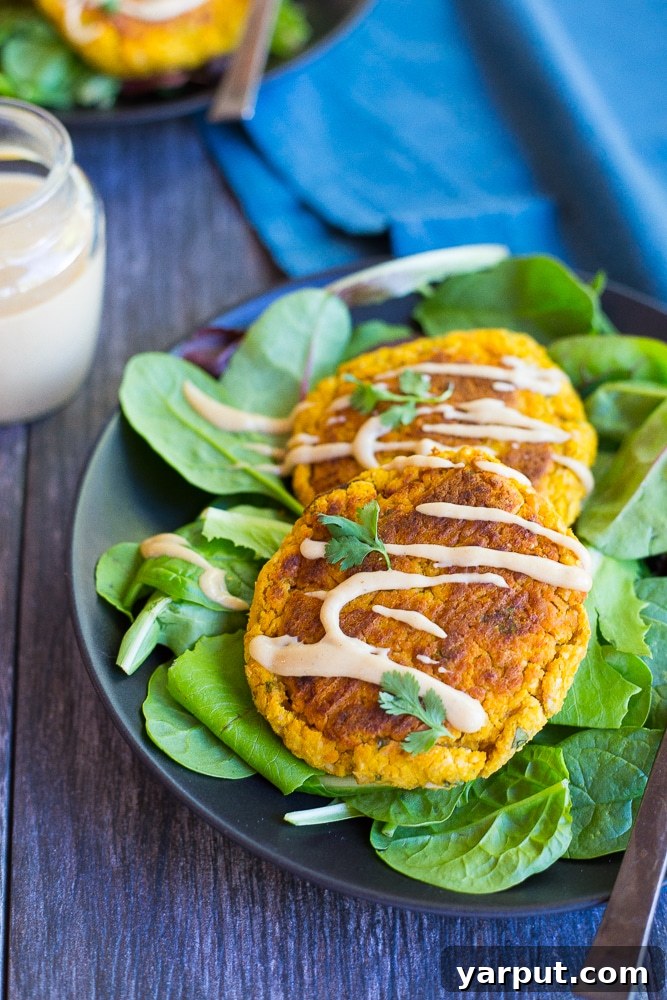 Golden Butternut Falafel with Sweet Maple Tahini Drizzle 2 Butternut Squash Falafel with Maple Tahini Sauce - A delicious, seasonal, gluten-free, and vegan twist on traditional falafel, perfect for lunch or dinner in a pita or on a salad.