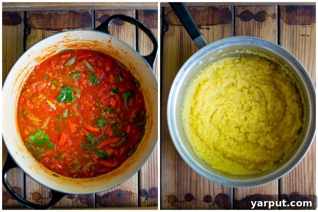 Step-by-step preparation of Pizza Polenta Bowls