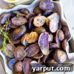Roasted Purple Potatoes with Lemon Dijon & Thyme Dressing