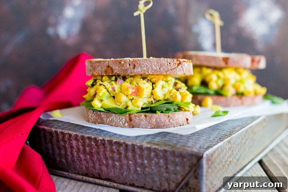 Golden Curry Chickpea Sandwiches 6 These Curried Chickpea Salad Sandwiches only take about 10 minutes to make and have the most amazing flavors! You will be eating them for lunch all winter long! {gluten free, vegan}