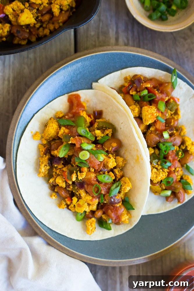 Zesty Southwest Tofu Breakfast Tacos 6 Irresistible Southwest Tofu Scramble Breakfast Tacos, showcasing a delicious vegan breakfast idea.