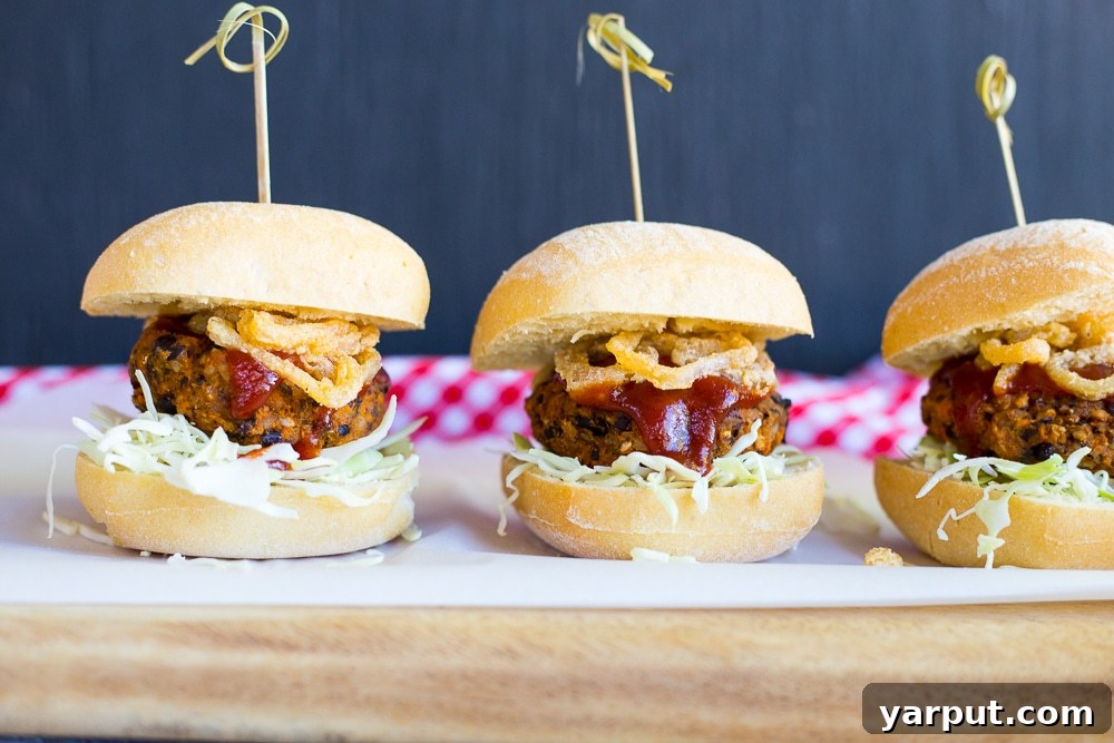 These Black Bean & Sweet Potato BBQ Sliders with Crispy Shallots are so delicious and flavorful! They are perfect for an appetizer or dinner! {gluten free, vegan}