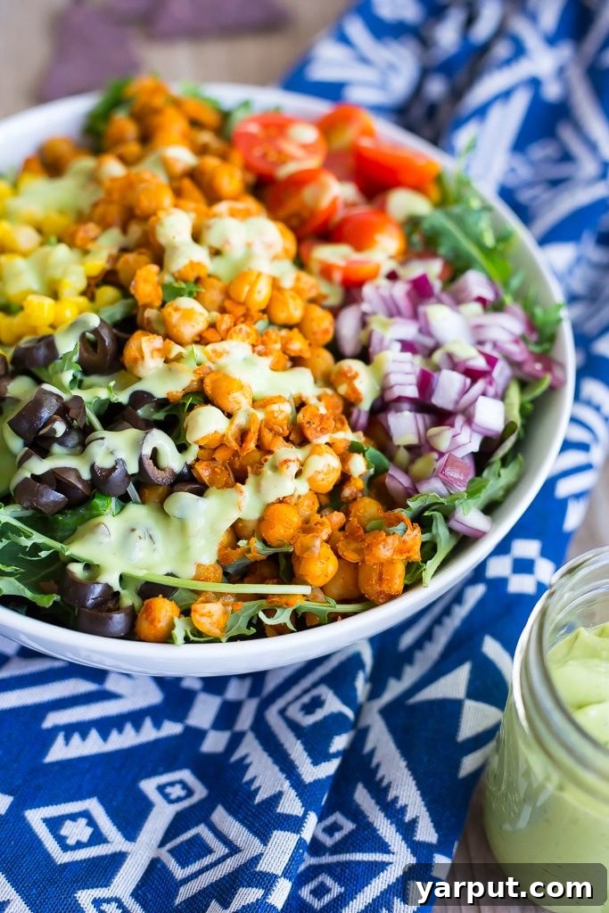 Zesty Chickpea Taco Salad with Creamy Avocado Ranch 5 Fresh ingredients for Avocado Ranch Dressing