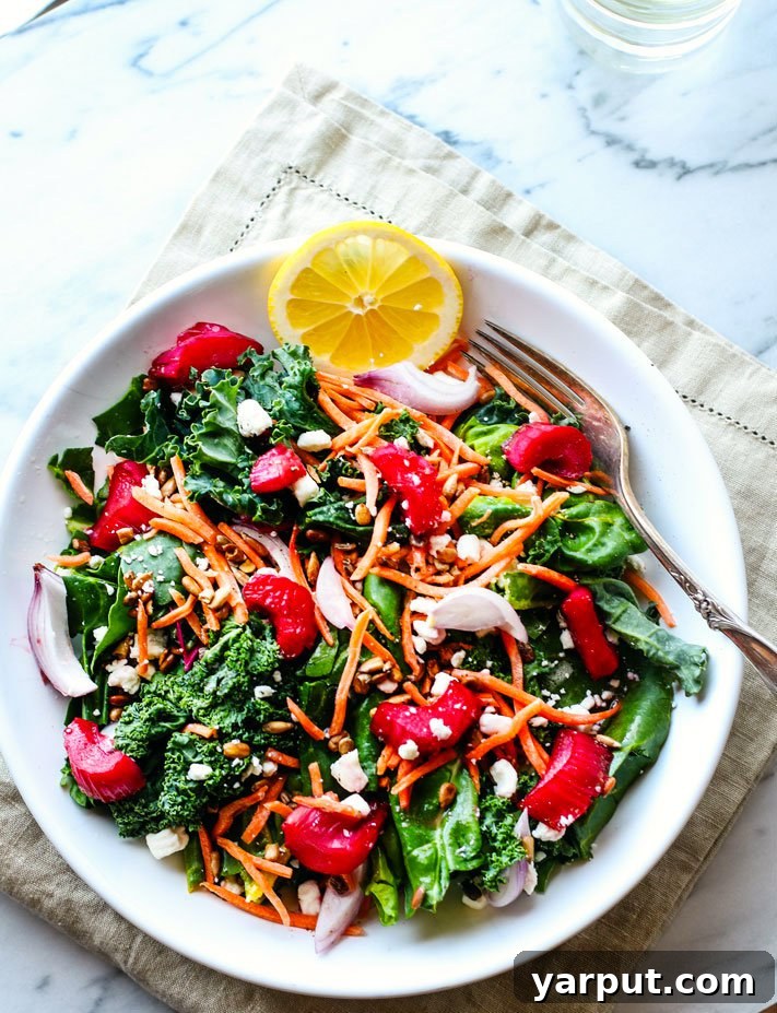 Spring's Freshest Flavors A Collection of Irresistible Salads 7 Fresh spring salads with ingredients like honey roasted rhubarb, zucchini, and roasted carrots.