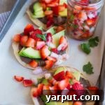Black Bean & Avocado Tostadas with Strawberry Salsa