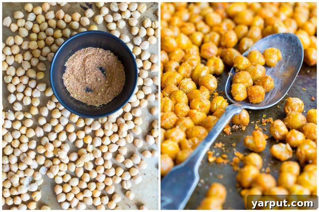 Taco-Spiced Crunchy Chickpea Bites 4 These Crispy Roasted Taco Chickpeas make for a delicious and nutritious snack! Baked in the oven and loaded with protein!