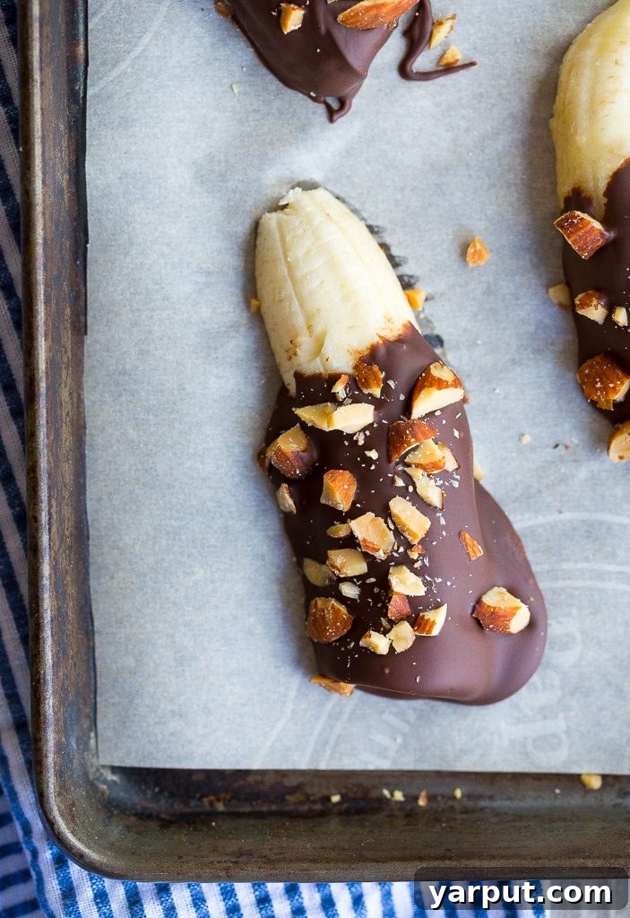 Choco-Almond Frozen Banana Bites 7 Another view of the Mini Chocolate Covered Frozen Bananas, highlighting their delicious and healthy appeal.