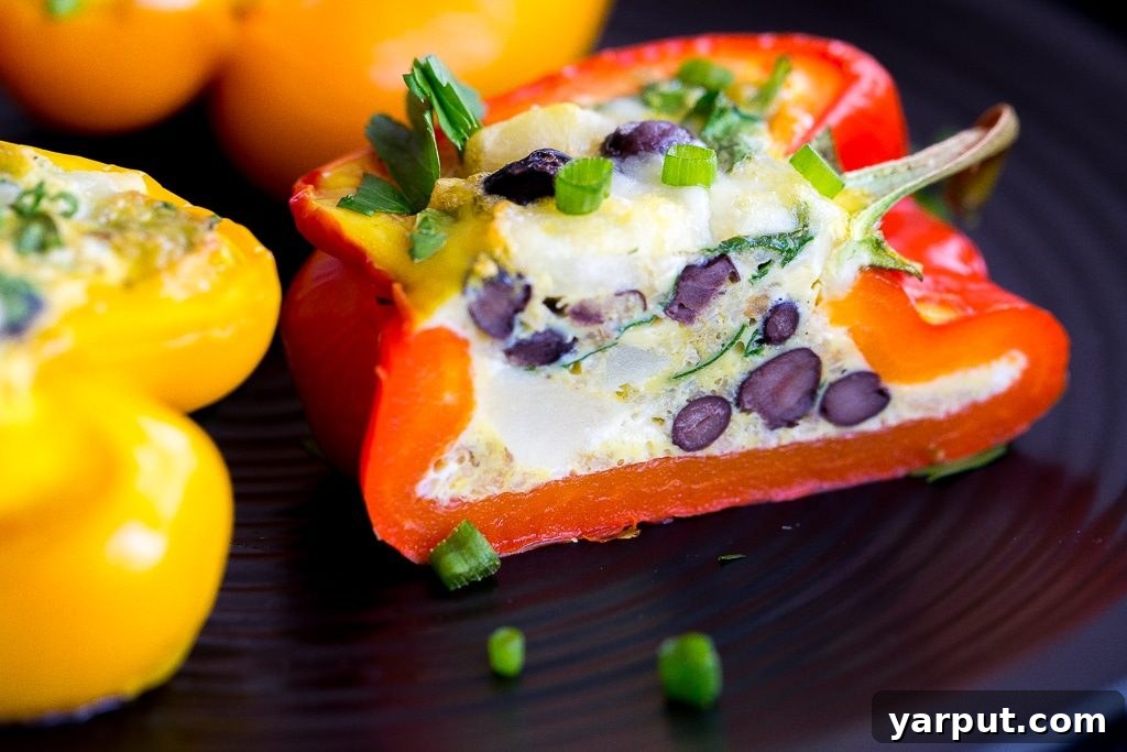 Power-Packed Breakfast Peppers 4 These healthy and hearty Loaded Breakfast Stuffed Peppers can be made ahead of time and re-heated for a delicious breakfast all week long!