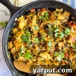 Cheezy Vegan Taco Skillet, a delicious and easy weeknight dinner recipe with pumpkin cheese sauce