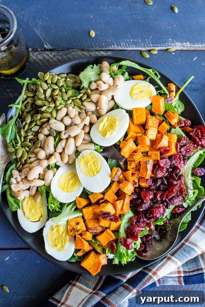 Roasted Sweet Potato Vegetarian Cobb 2 Delicious Vegetarian Cobb Salad with Roasted Sweet Potato, perfect for a healthy meal