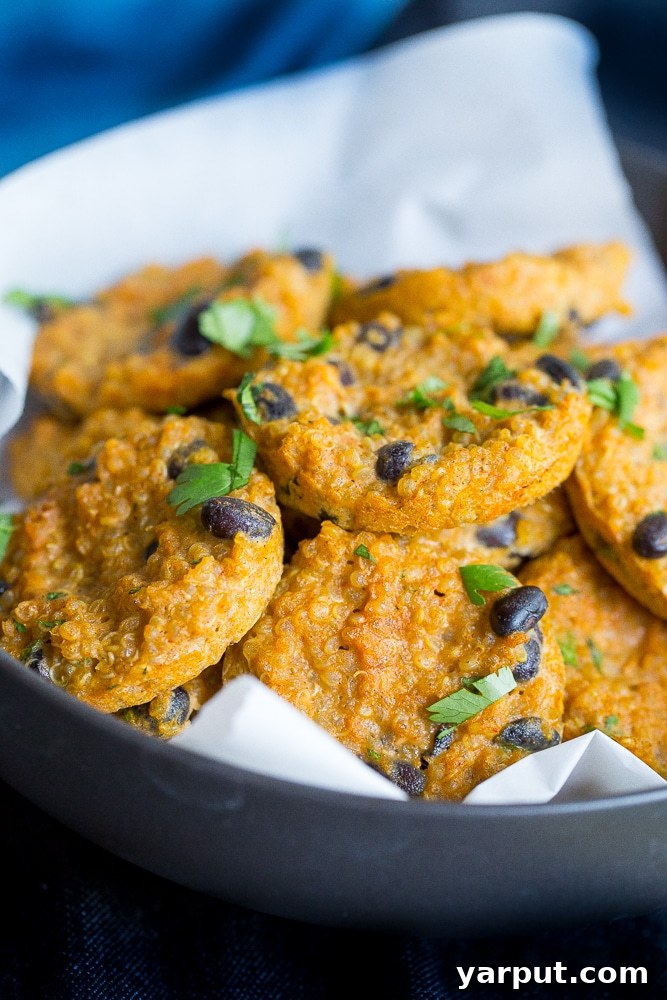 Sweet Potato & Black Bean Quinoa Poppers 2 These Protein Packed Quinoa Bites with Sweet Potato & Black Beans are a delicious and healthy snack that will keep you feeling full all afternoon! Gluten free and vegan!