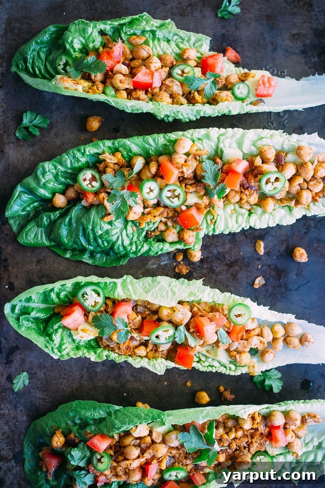 Healthy Taco Chickpea Lettuce Wraps - Overhead Shot