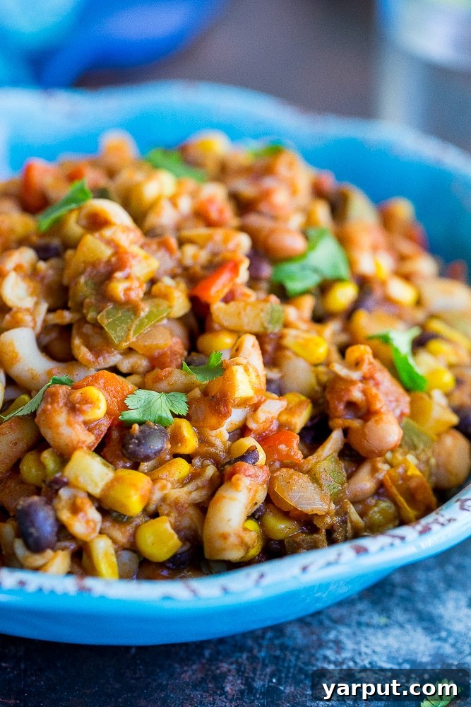 Ultimate Plant-Based Chili Mac Skillet 3 This One Pot Loaded Vegetarian Chili Mac is so easy to make and it's also really healthy! Perfect for a quick weeknight dinner! It's also vegan and gluten free!