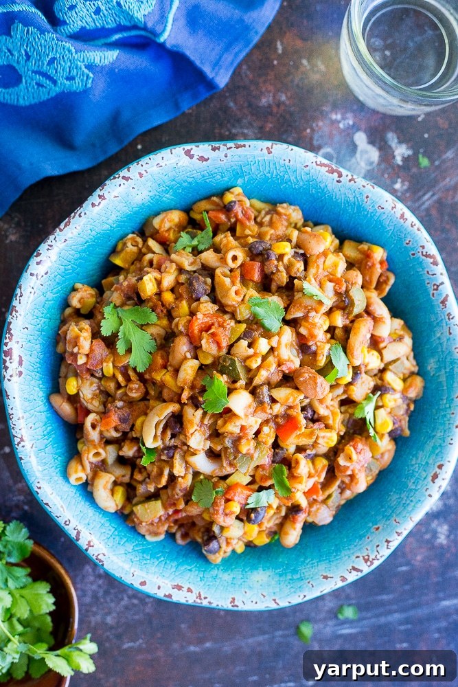 Ultimate Plant-Based Chili Mac Skillet 5 This One Pot Loaded Vegetarian Chili Mac is so easy to make and it's also really healthy! Perfect for a quick weeknight dinner! It's also vegan and gluten free!