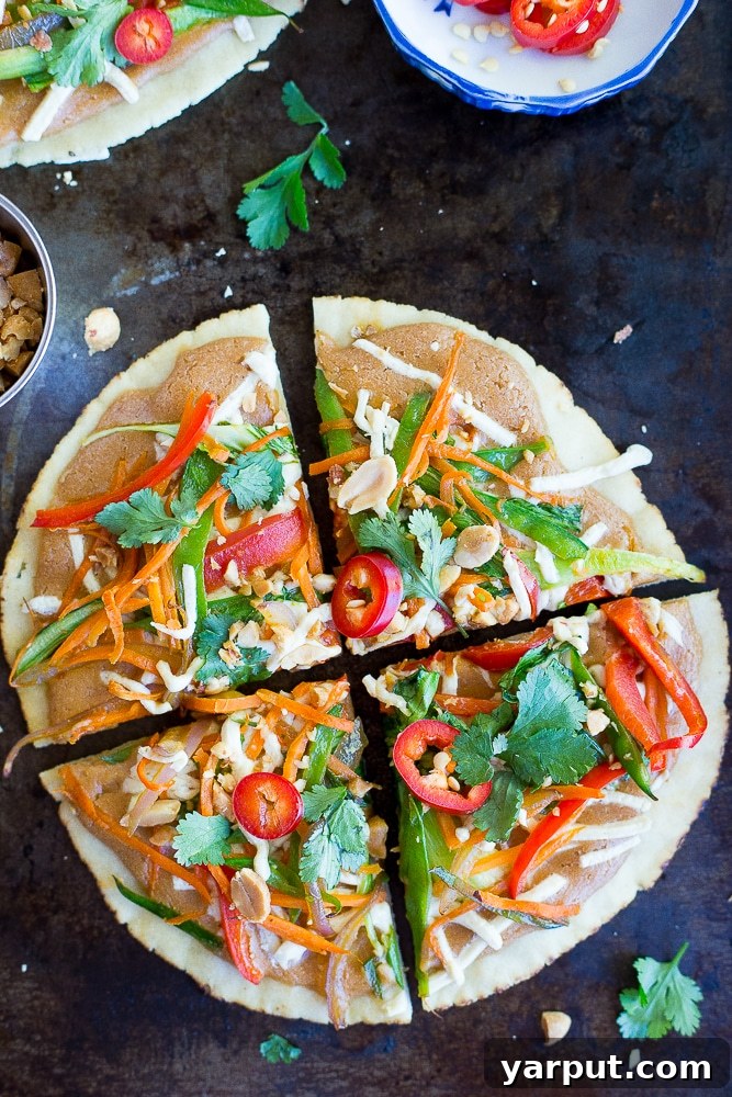 Effortless Thai Veggie Pita Pizzas 2 Easy Thai Vegetable Pita Pizzas: A delicious and quick vegetarian weeknight dinner option, also suitable for gluten-free and vegan diets.