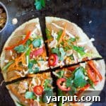 Easy Thai Vegetable Pita Pizzas ready to be served.