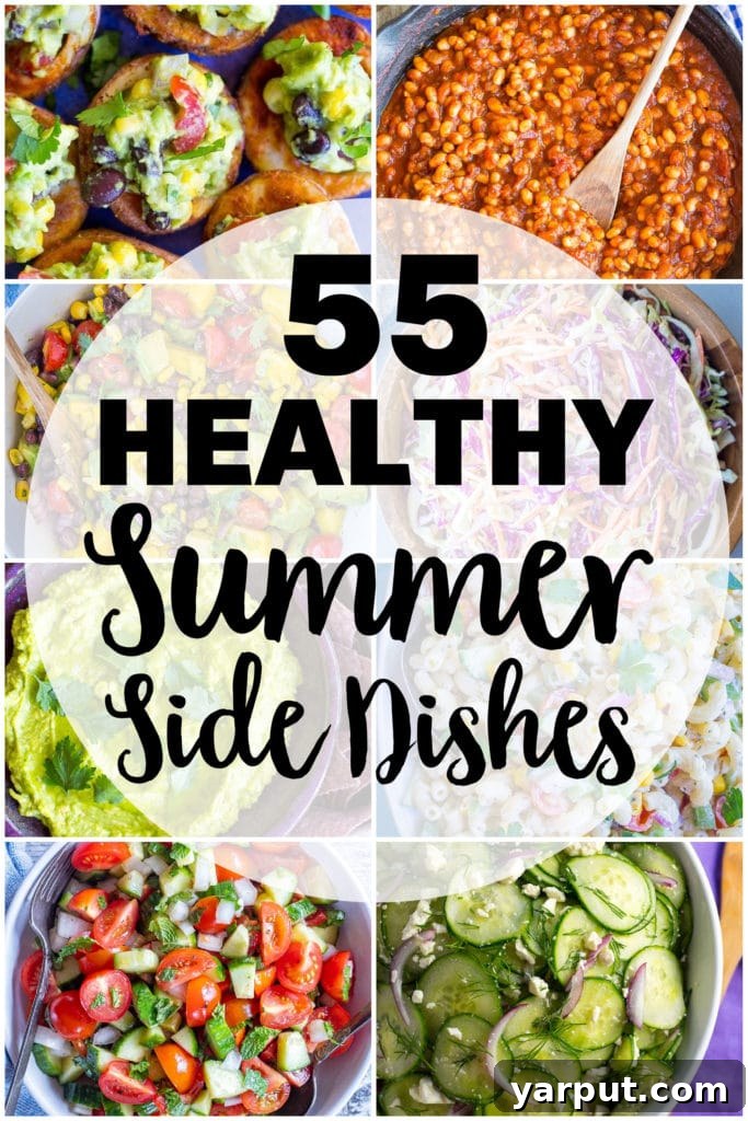 55 Refreshing & Healthy Summer Sides 2 A beautiful spread of various healthy summer side dishes ready for a BBQ or picnic