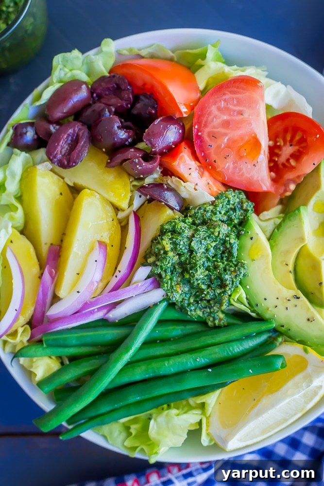 Vibrant Pesto Avocado Nicoise 3 Avocado Nicoise Salad with Pesto - A delicious and refreshing vegan version of the classic nicoise salad! Filled with tons of veggies making it a healthy lunch or side dish. Vegan/Gluten Free/Vegetarian