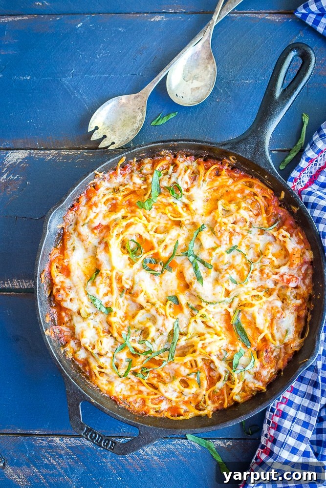 Guilt-Free Zoodle Spaghetti Bake 4 Lower Carb Zucchini Noodle Spaghetti Bake - This delicious pasta bake is packed with tons of zucchini and just small amount of pasta making it a great low carb dinner option. Vegetarian/ Quick and Easy Dinner/ Gluten Free/ Low Carb Dinner