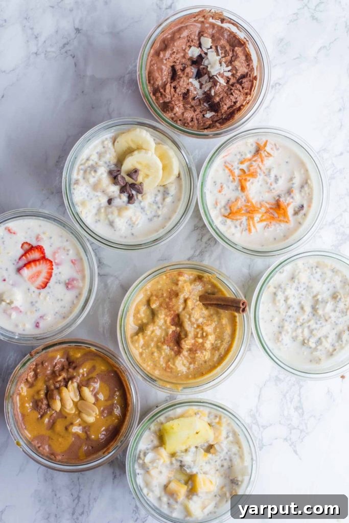 8 Classic Overnight Oats Recipes - versatile, healthy, and easy for make-ahead breakfast, many flavors.