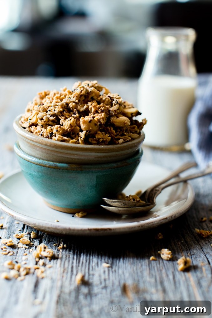 Lemon Tahini Cashew Granola - unique, flavorful, and perfect for healthy make-ahead breakfasts or snacks.