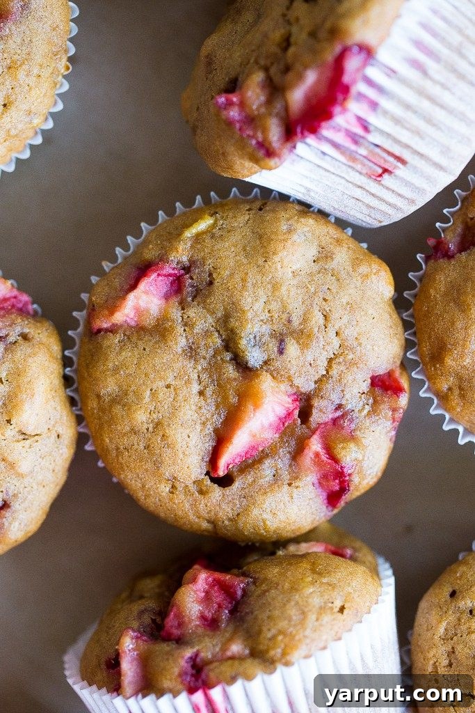 Strawberry Banana Breakfast Muffins - gluten-free, refined sugar-free, and perfect for a healthy grab-and-go meal.