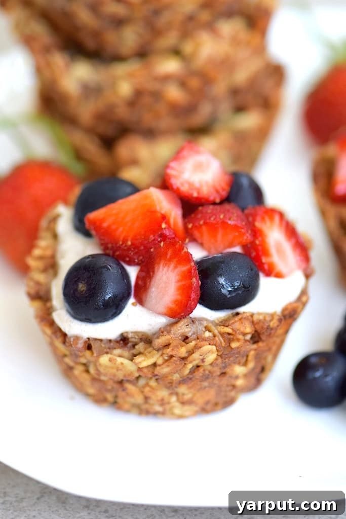 Granola Cups with Banana Cream - a delightful, no-bake make-ahead breakfast option, sweet and satisfying.